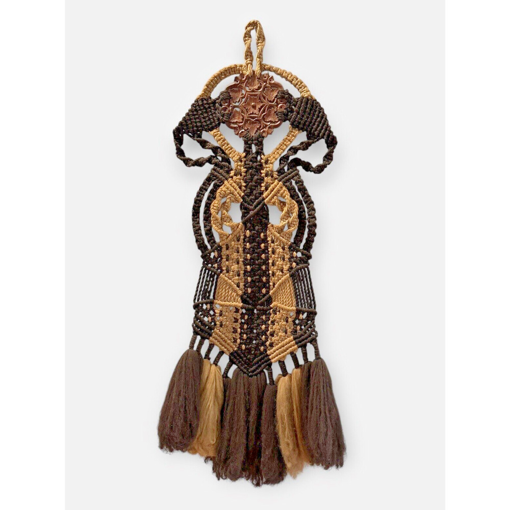 Vintage Macrame Wall Hanging Boho 1970s Decor 42"